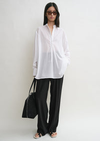 Stand-collar shirt white