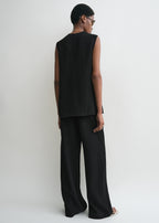 Woven stripe top black