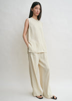 Woven stripe top ecru
