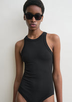 Curved rib swimsuit black