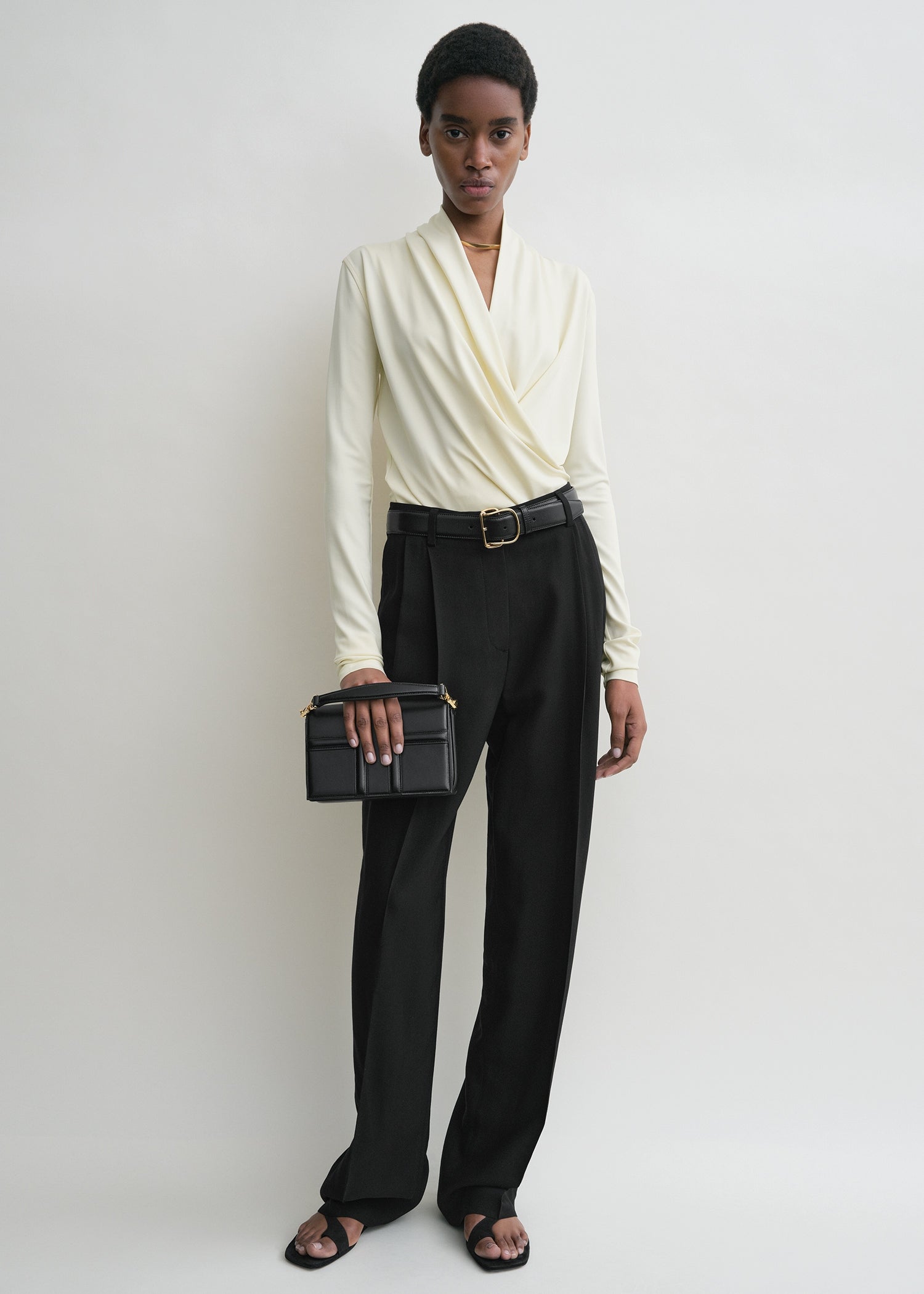 Overlapped jersey top ecru