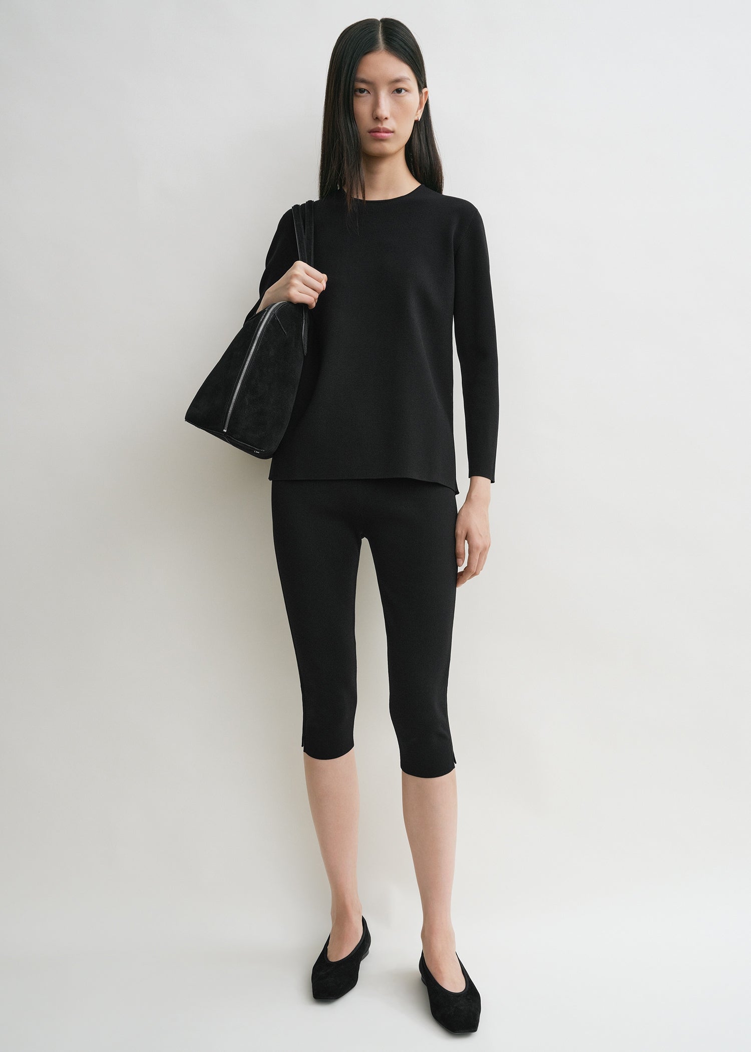Compact knit capri trousers black from Toteme - $360