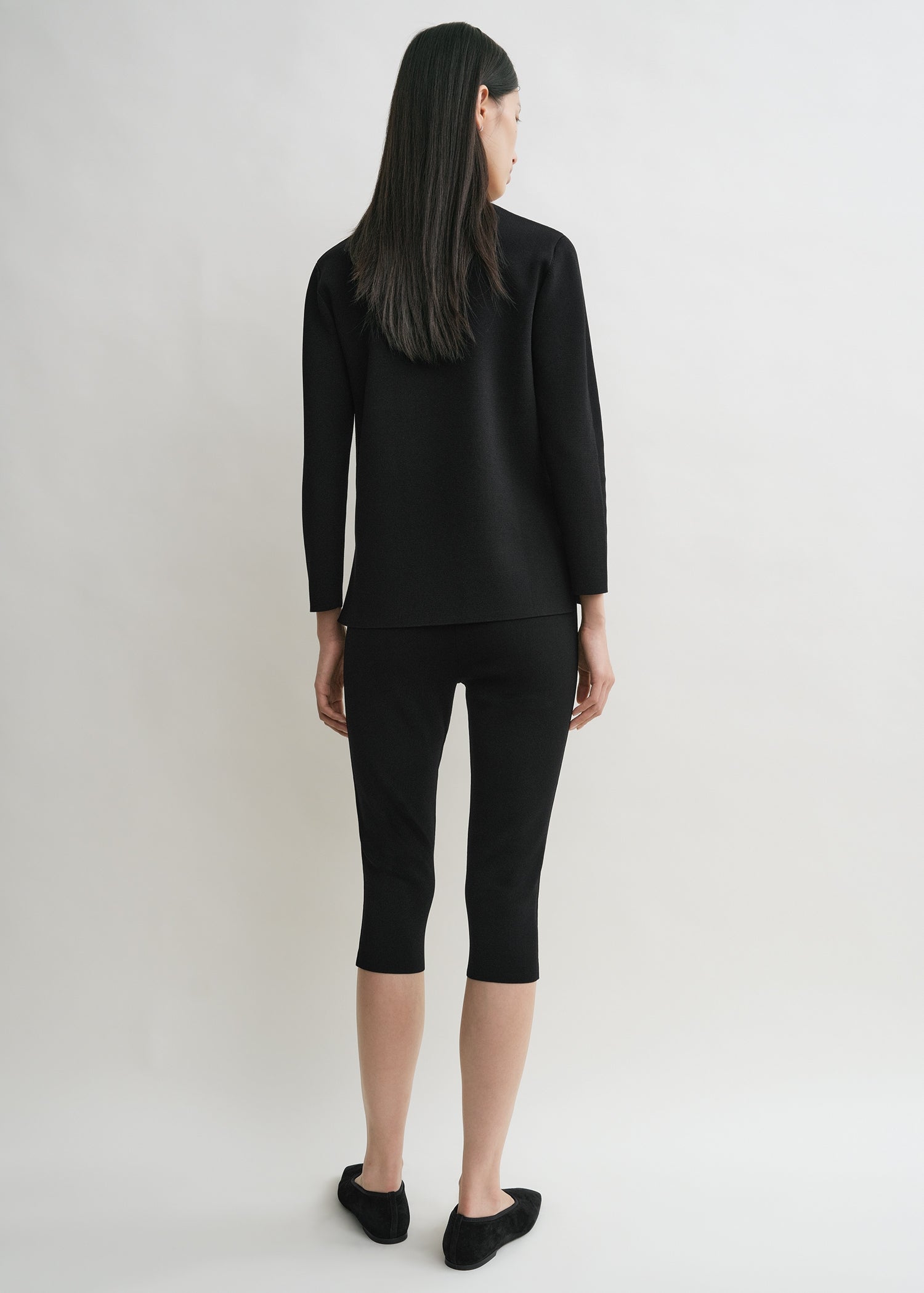 Compact knit capri trousers black – TOTEME