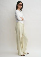 Woven stripe drawstring trousers ecru