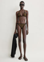 Stripe tie bikini top walnut