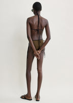 Stripe tie bikini top walnut