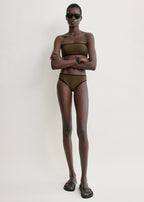 Stripe edge bikini bottoms walnut