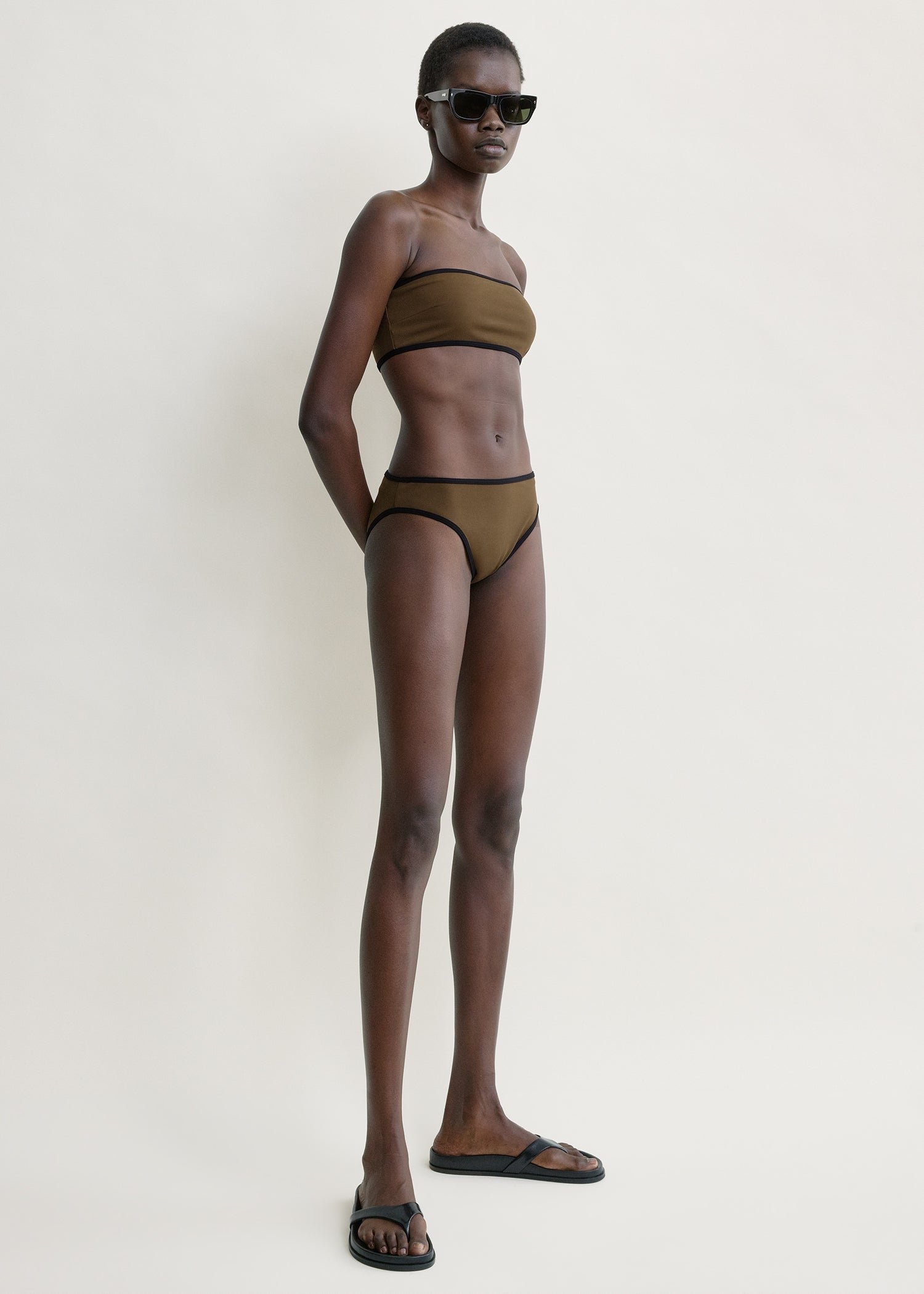 Stripe edge bikini bottoms walnut