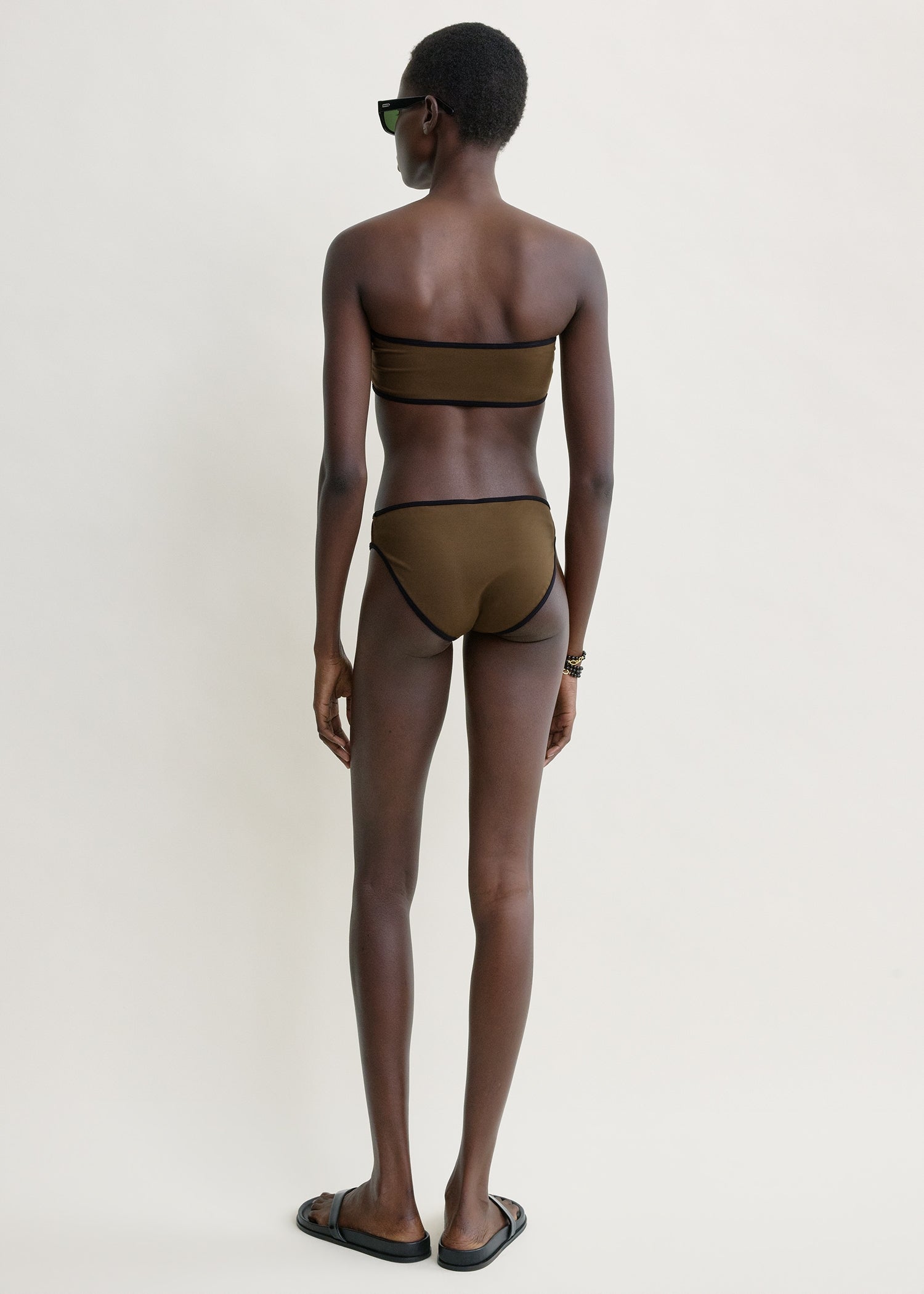 Stripe edge bikini bottoms walnut