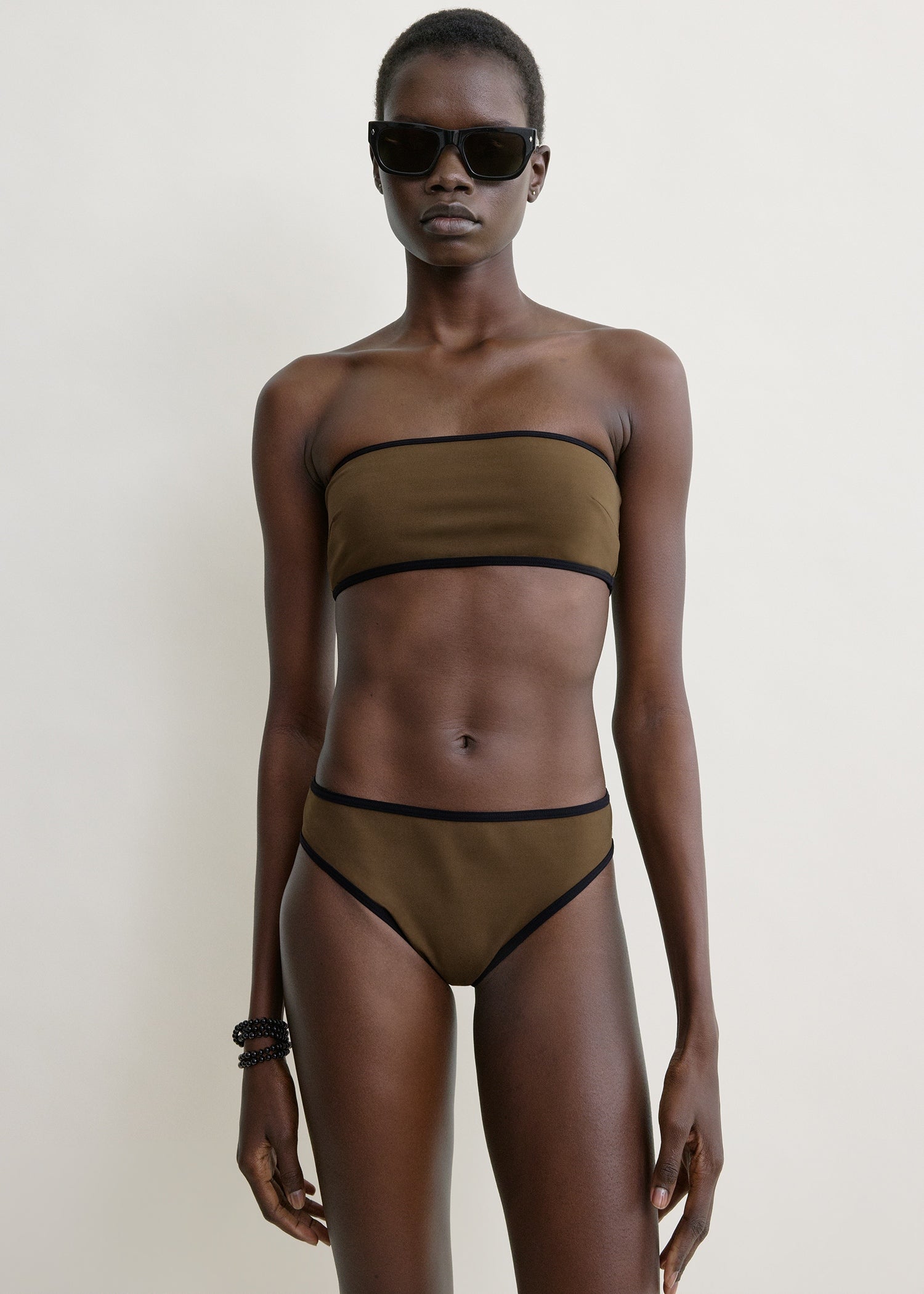 Stripe edge bikini bottoms walnut
