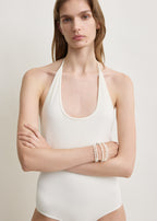 Halter tie swimsuit ecru