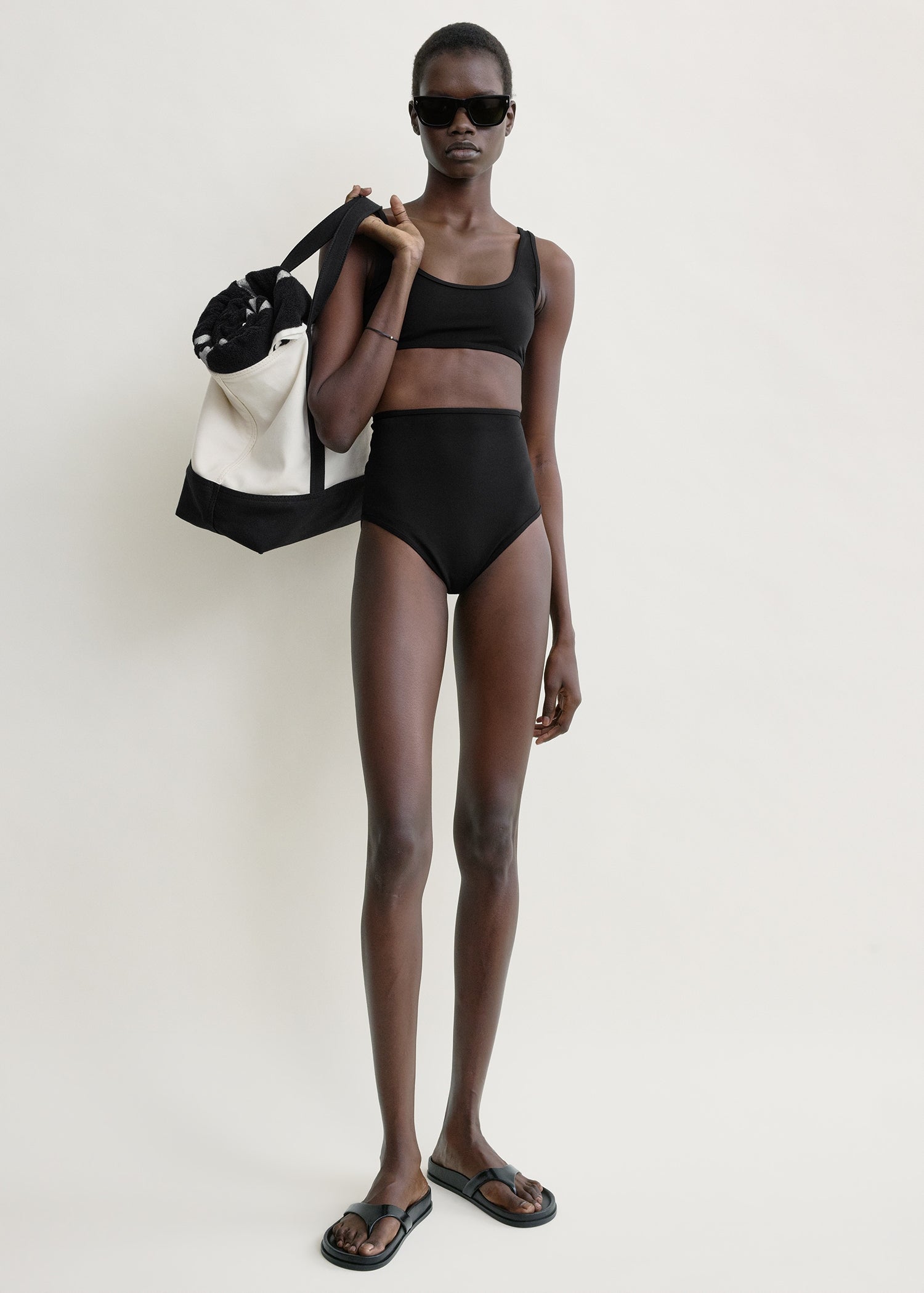 High bikini bottoms black