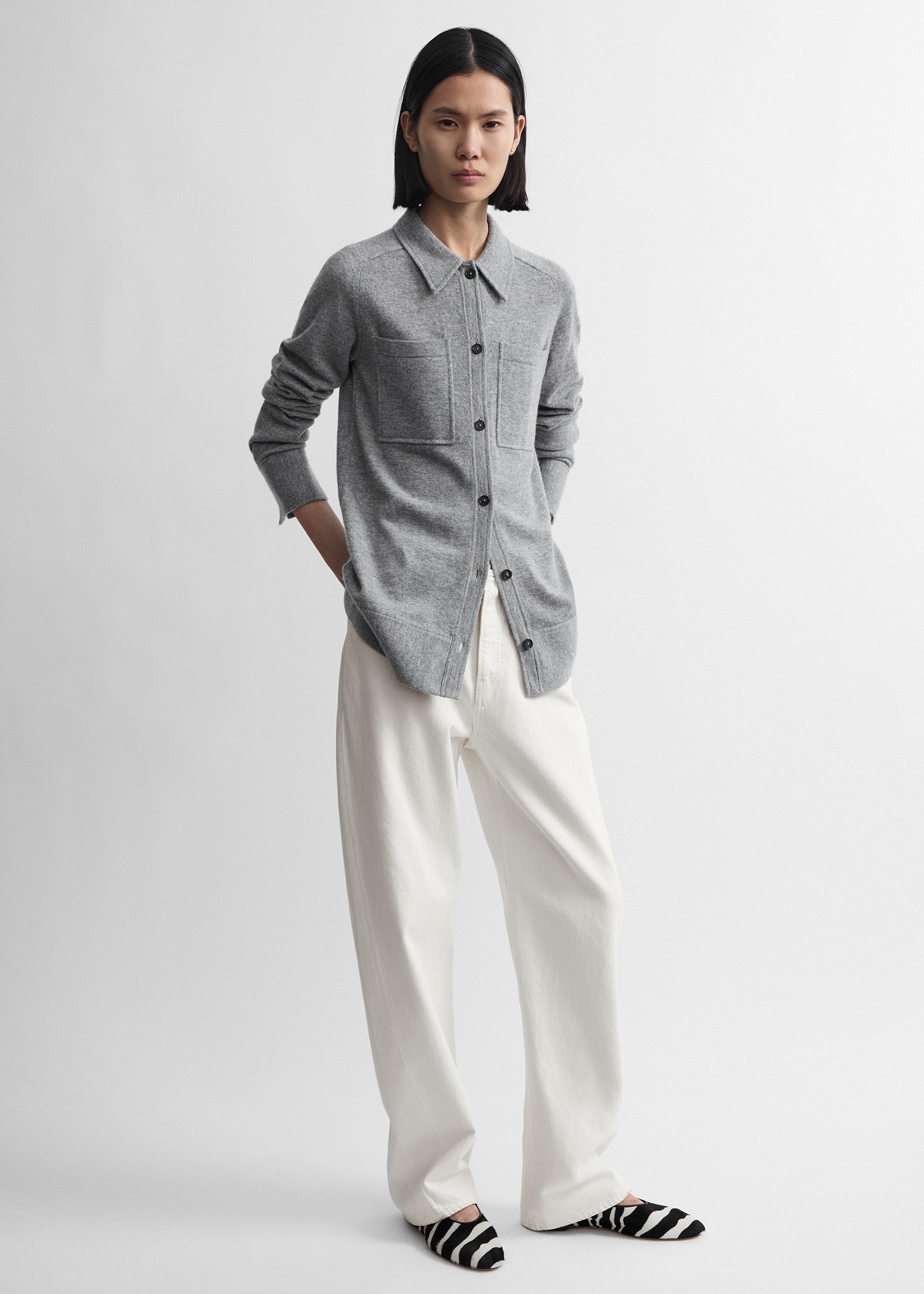 Cashmere shirt grey melange