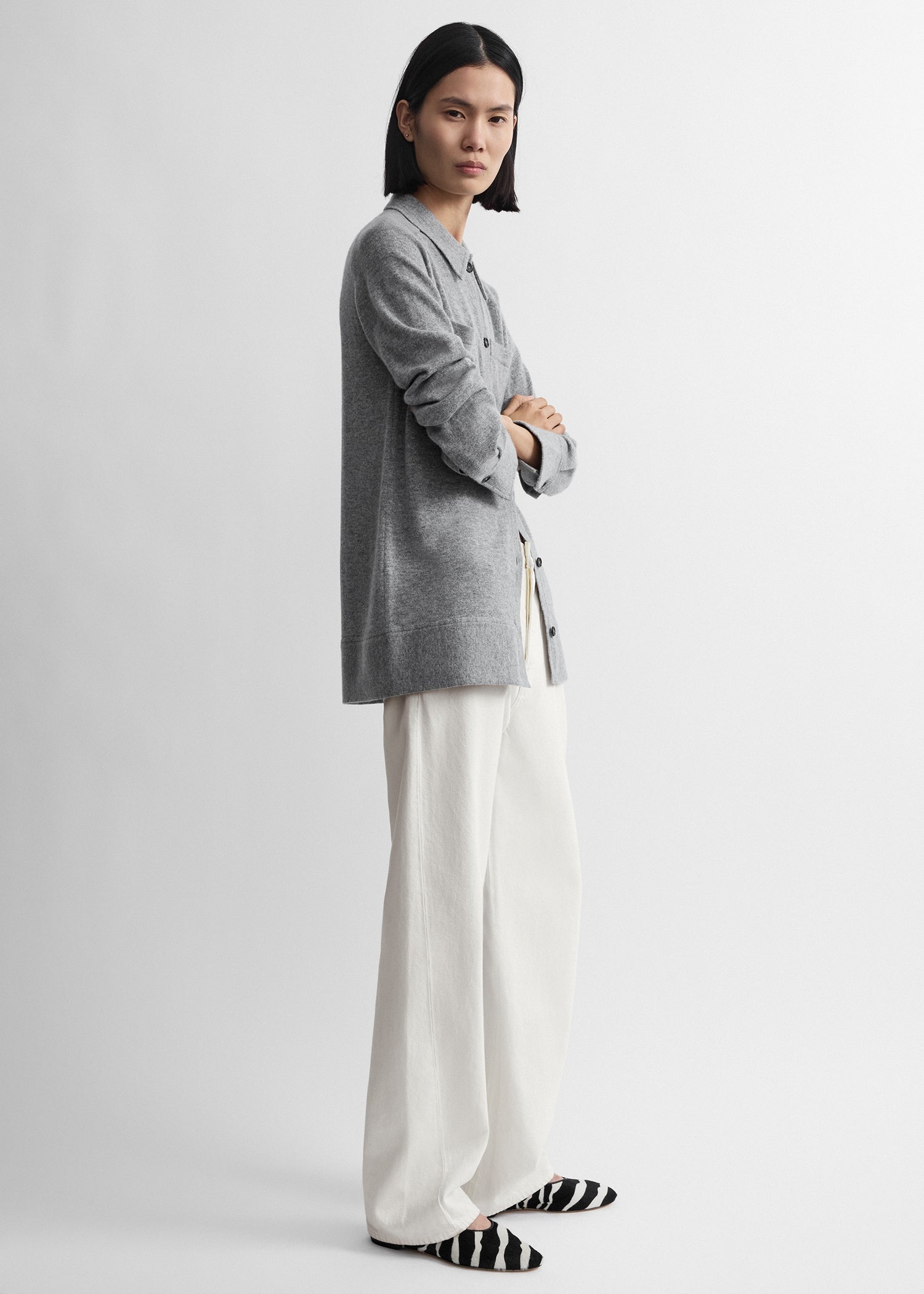 Cashmere shirt grey melange