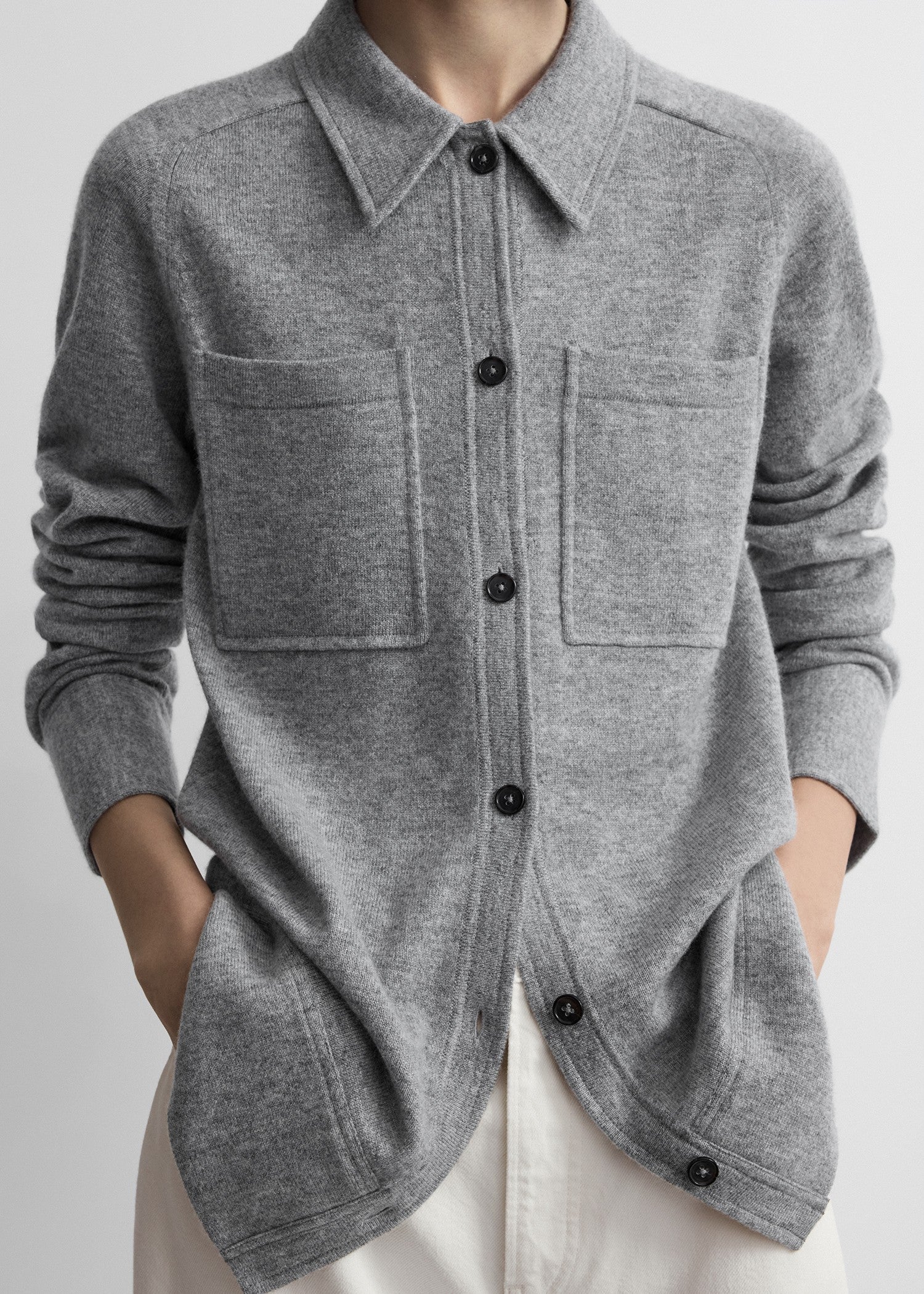 Cashmere shirt grey melange