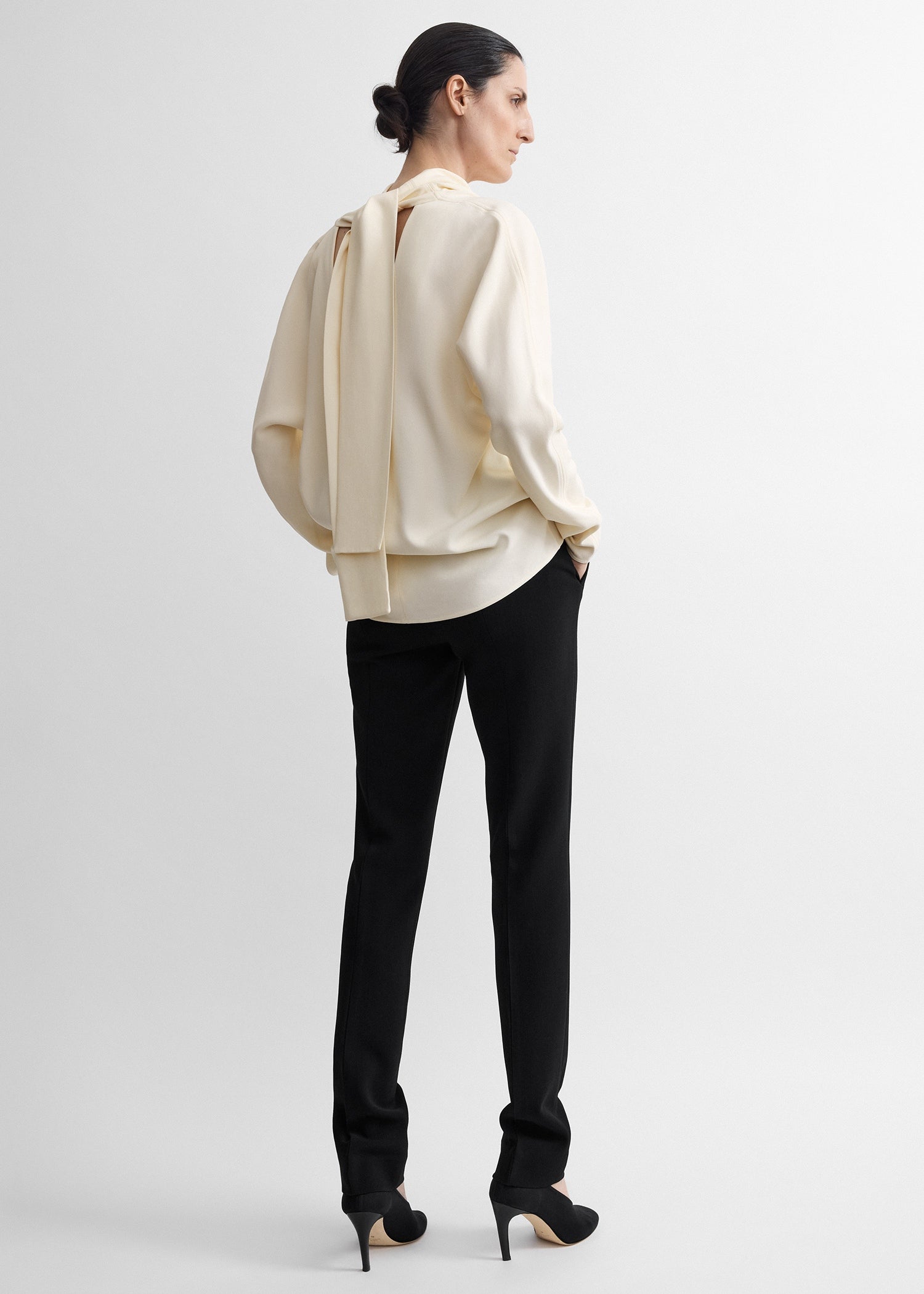 Cowl neck blouse ecru