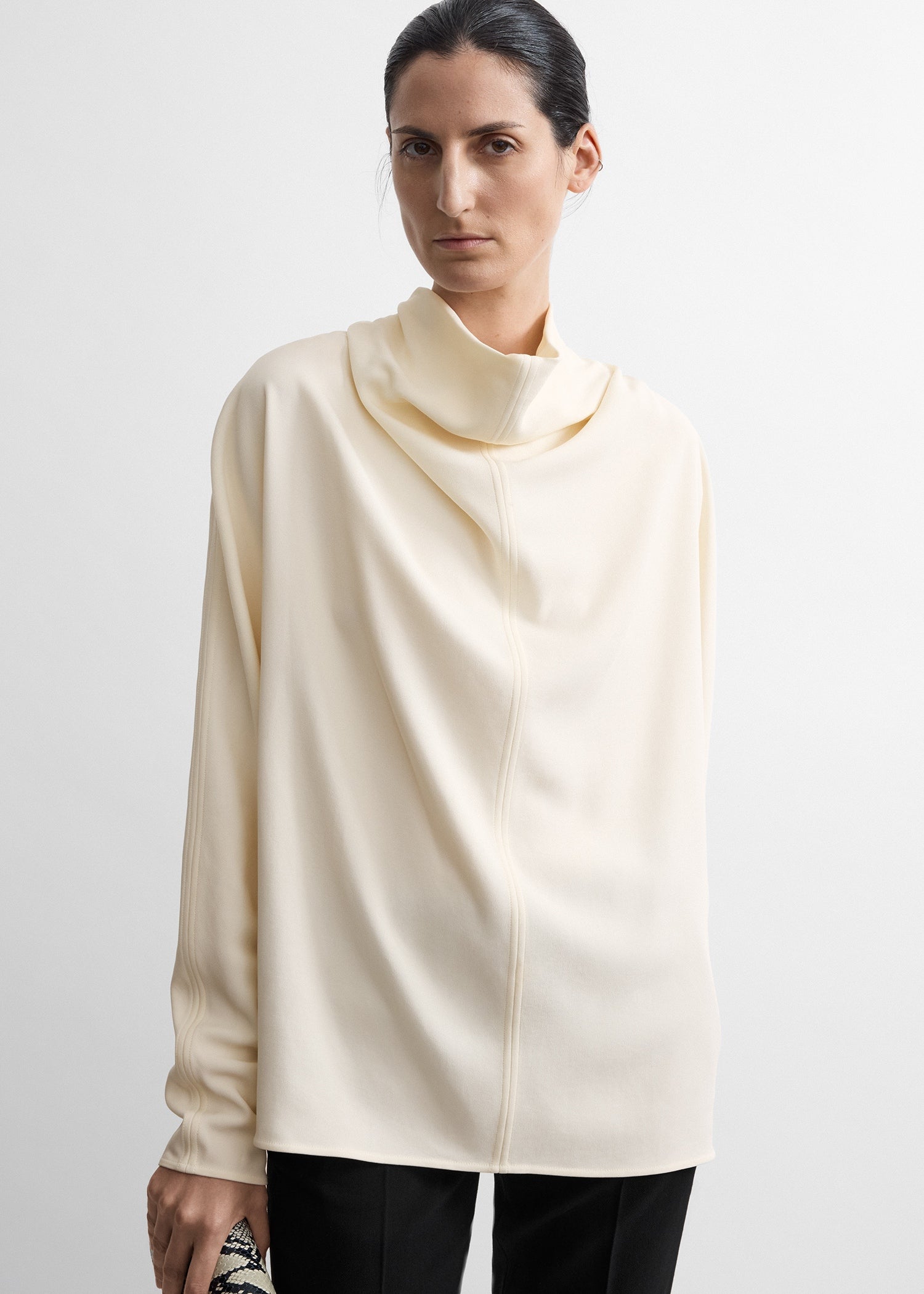 Cowl neck blouse ecru