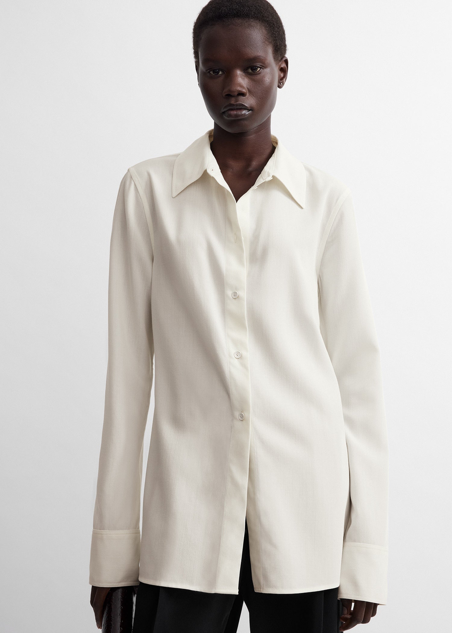 Lightweight wool shirt ecru