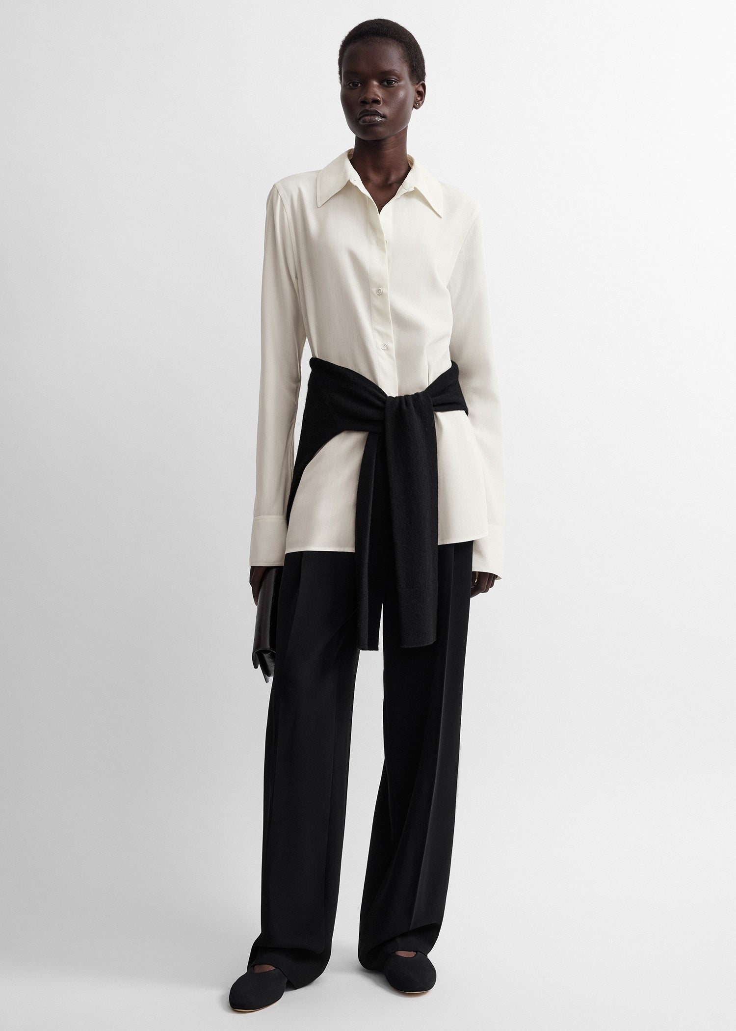 Lightweight wool shirt ecru