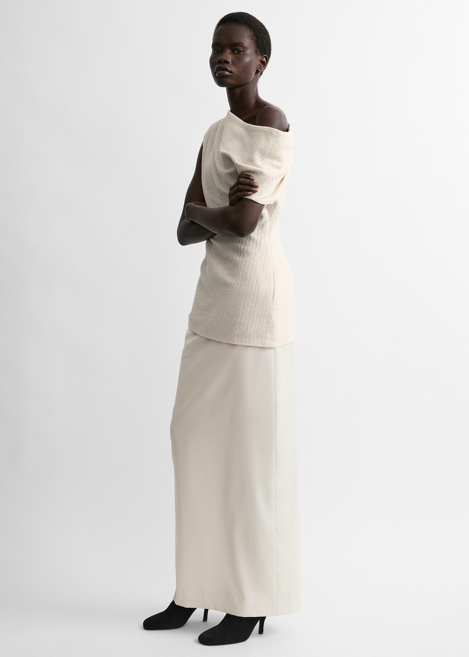 One-shoulder top ecru