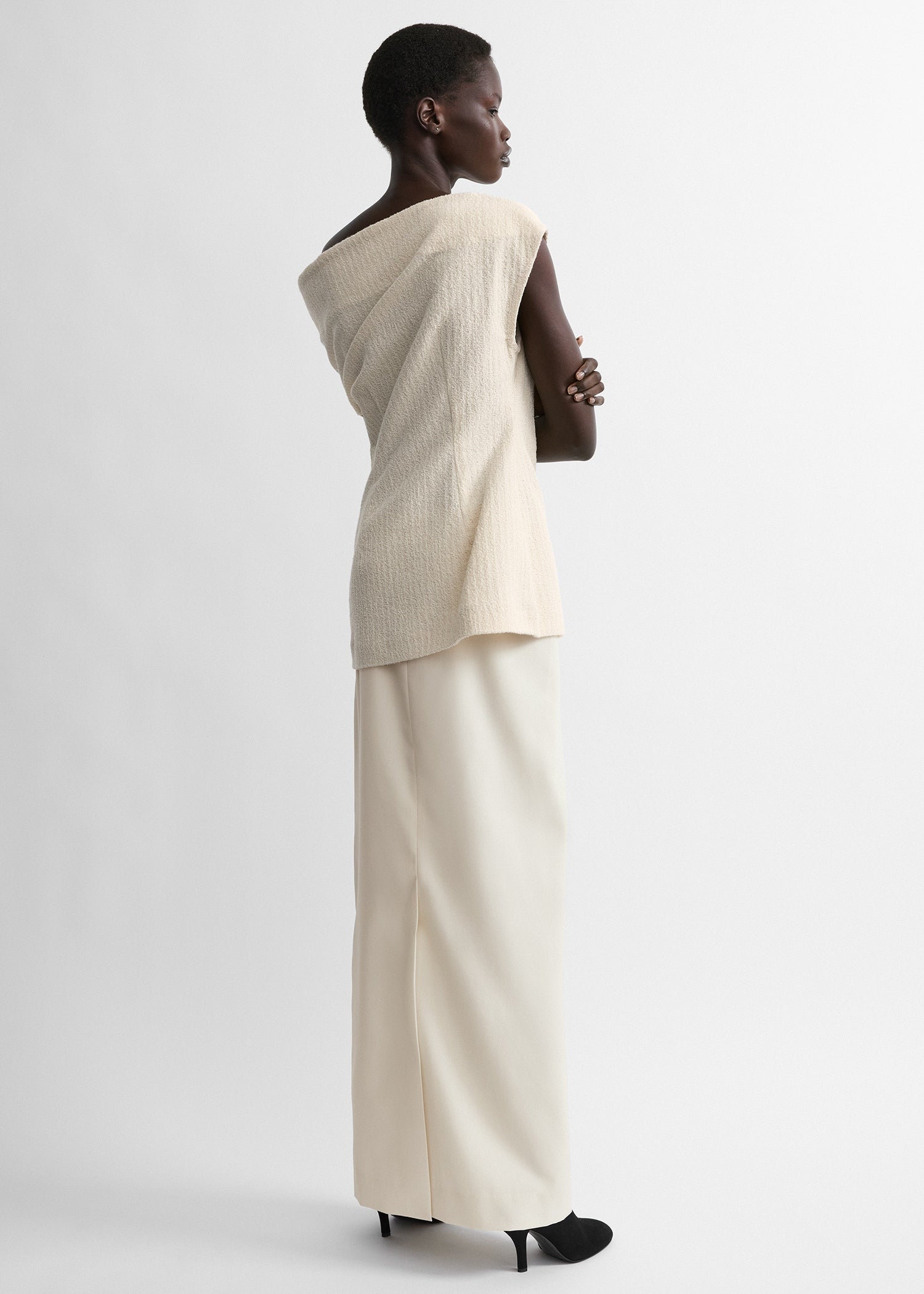 One-shoulder top ecru