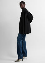 Asymmetric draped blouse black