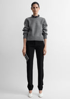 Merino cotton crew knit grey melange
