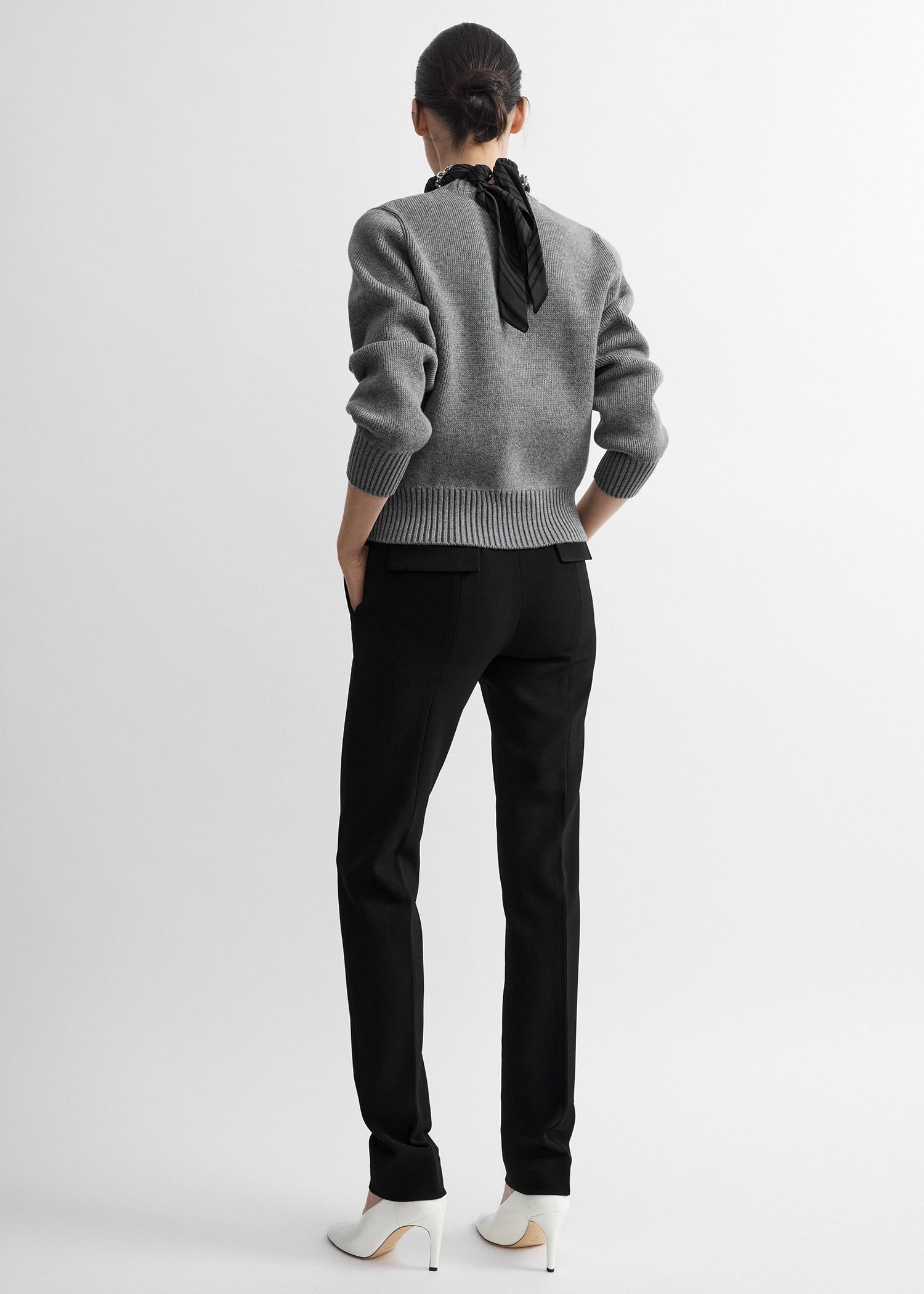 Merino cotton crew knit grey melange