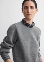 Merino cotton crew knit grey melange