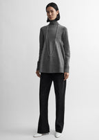 Wool turtleneck top grey melange