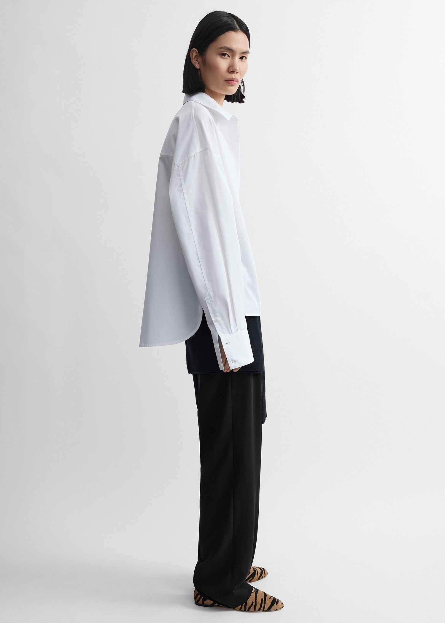 Boxy poplin shirt white