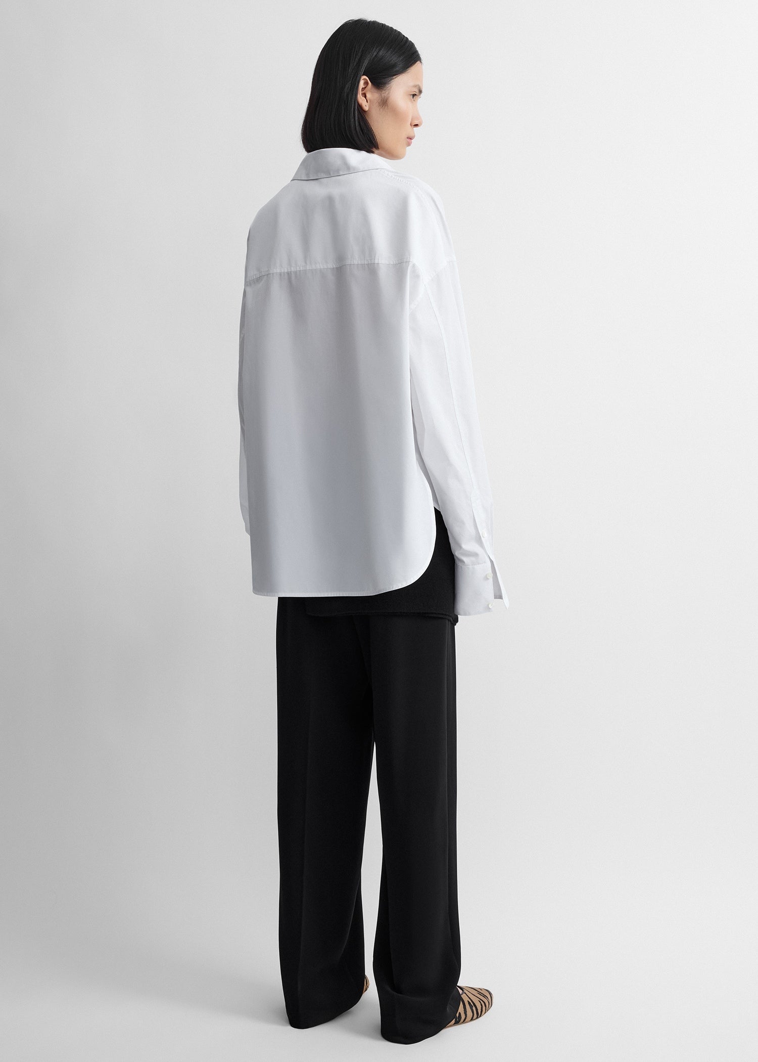 Boxy poplin shirt white