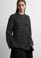 Asymmetric wool silk knit black/ecru