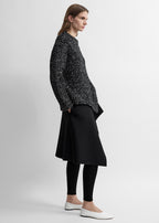 Asymmetric wool silk knit black/ecru