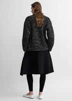 Asymmetric wool silk knit black/ecru