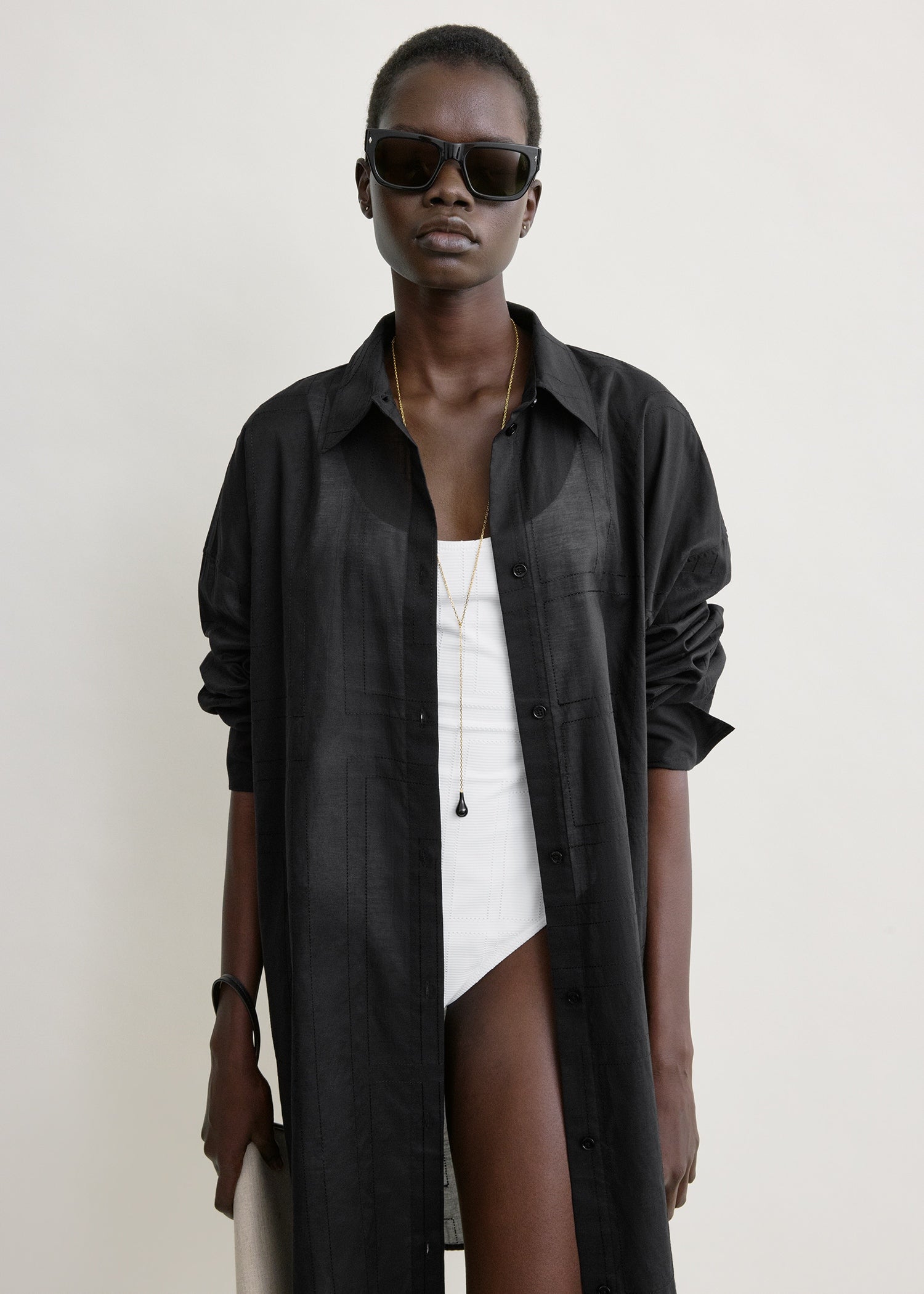 Long summer shirt black