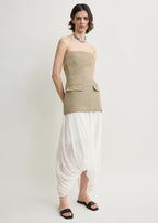 Strapless linen pocket top beige