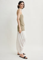 Strapless linen pocket top beige