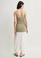 Strapless linen pocket top beige