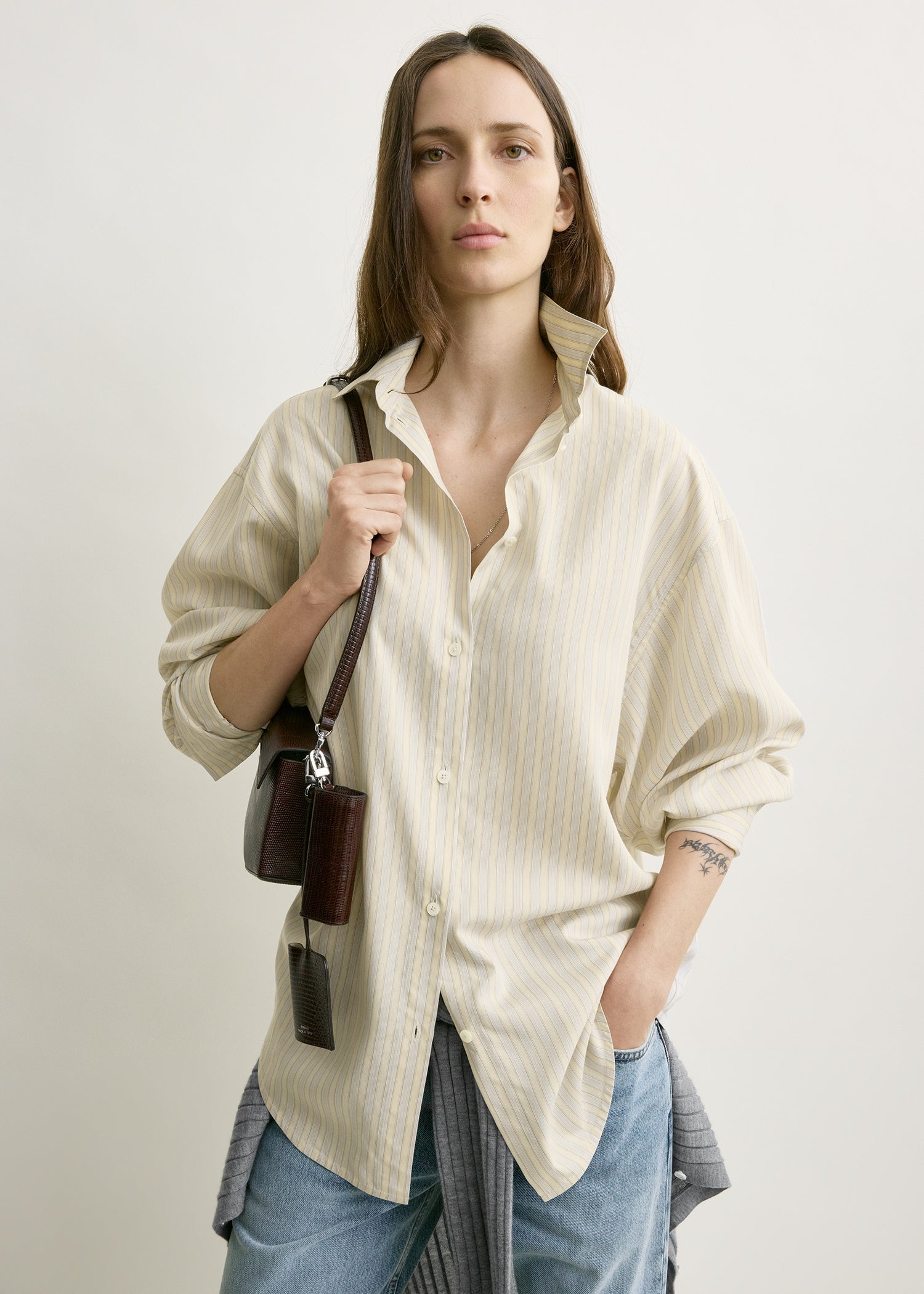 Oversized striped shirt yellow/sky