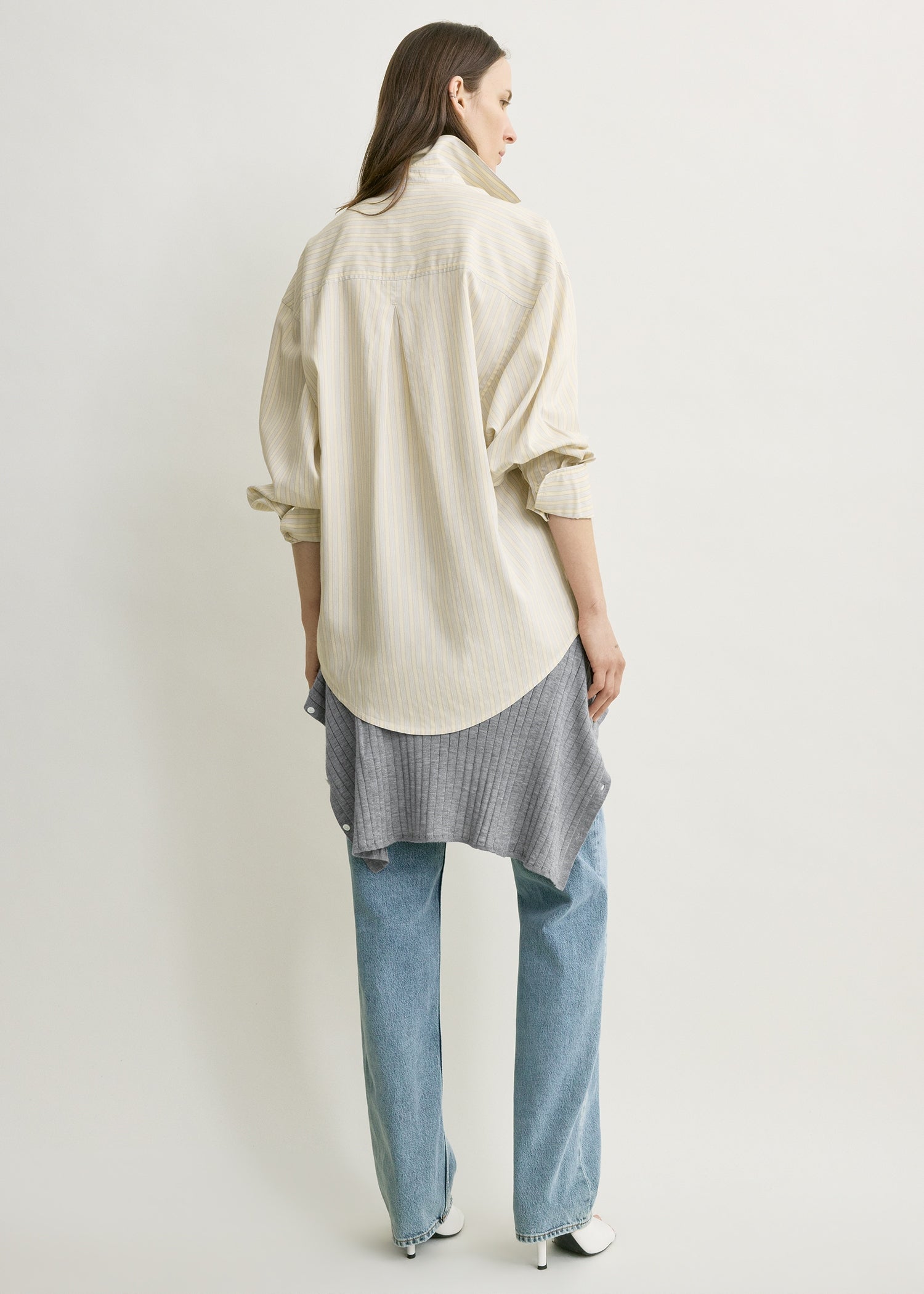 Oversized striped shirt yellow/sky