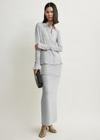 Fitted jersey shirt pale grey mélange