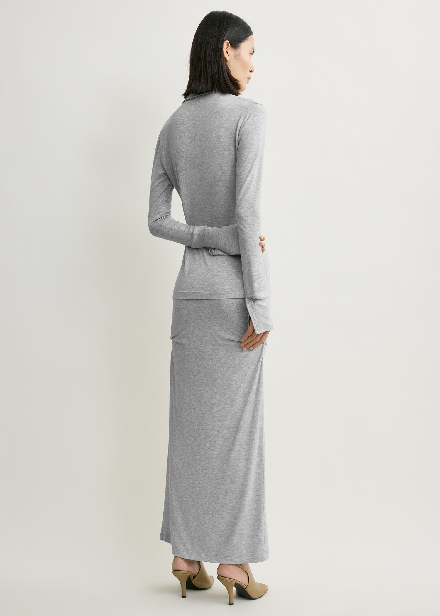 Fitted jersey shirt pale grey mélange