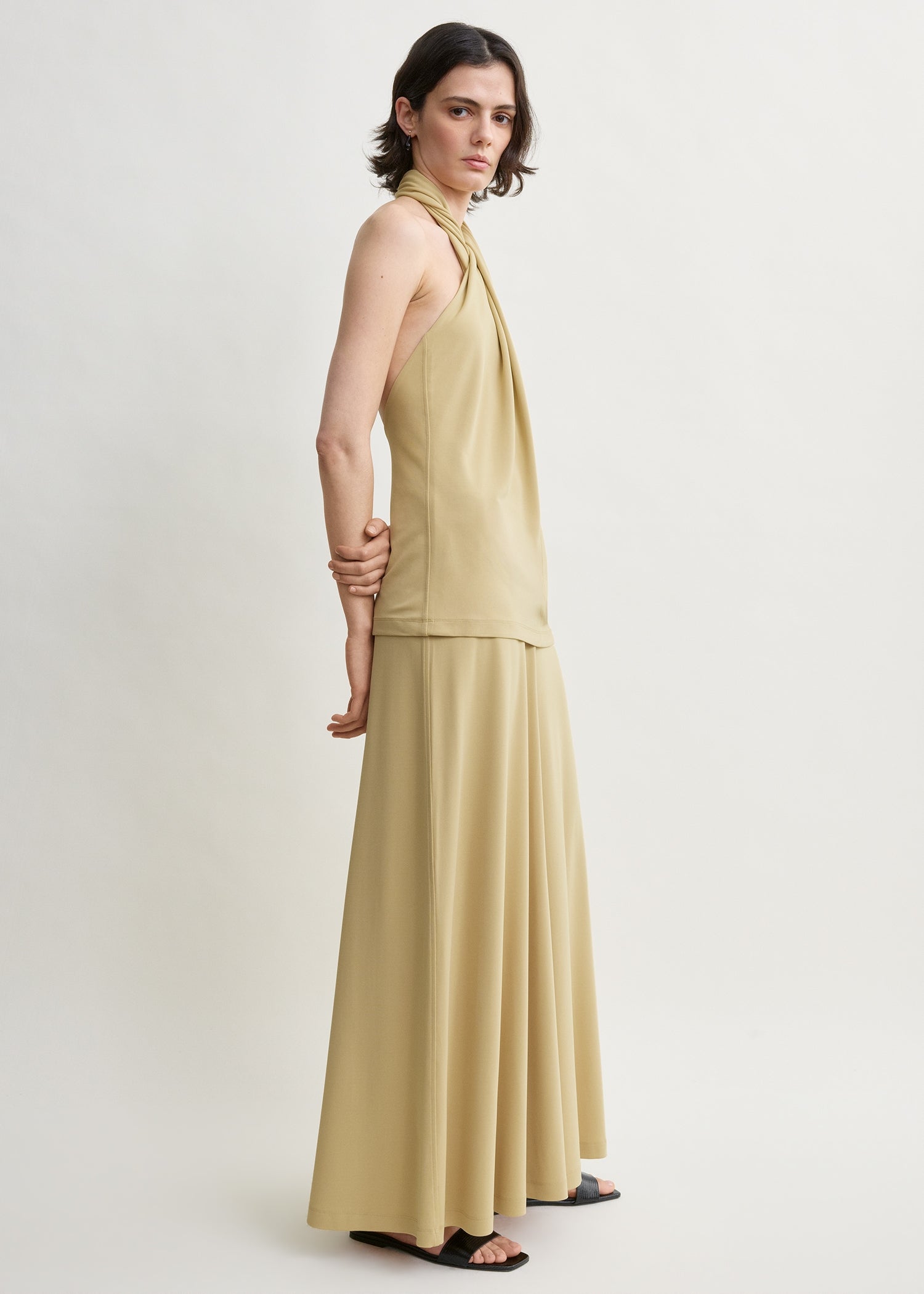 Twisted jersey halter top chai