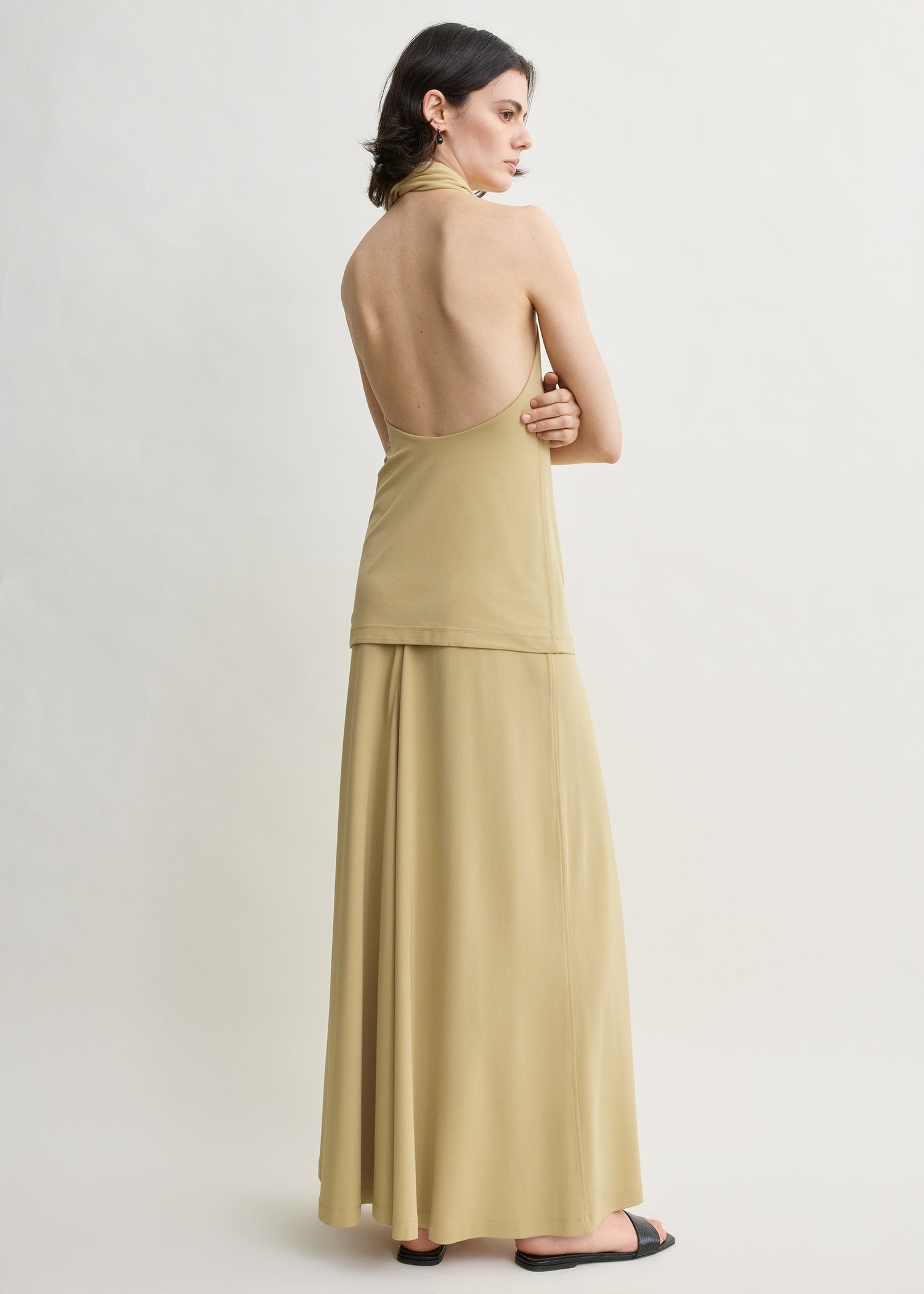 Twisted jersey halter top chai