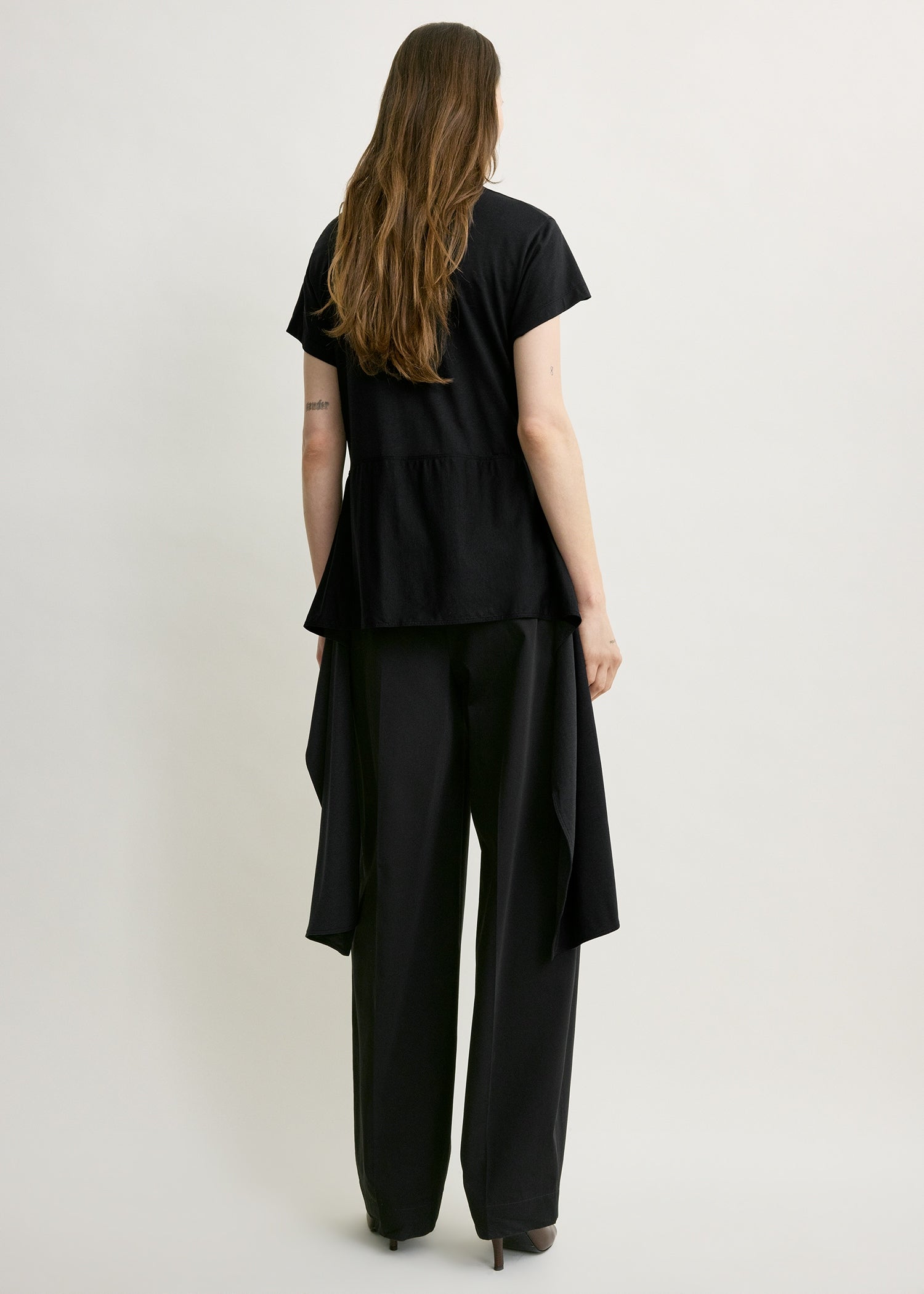 Tie-waist jersey top black