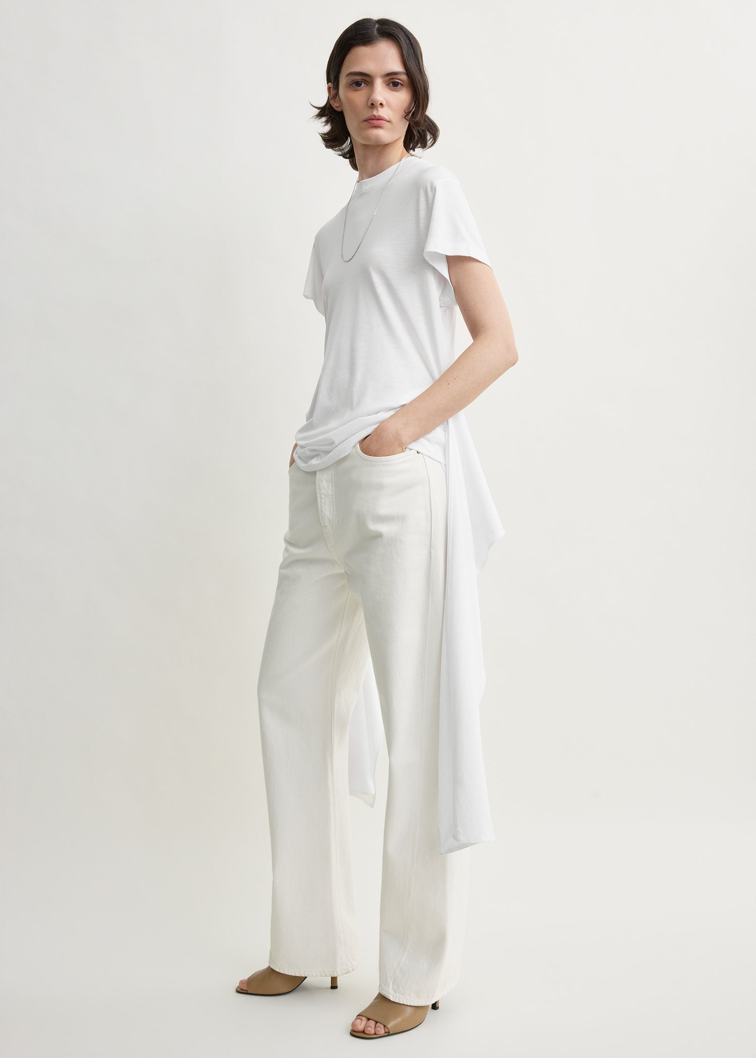 Tie-waist jersey top white – TOTEME