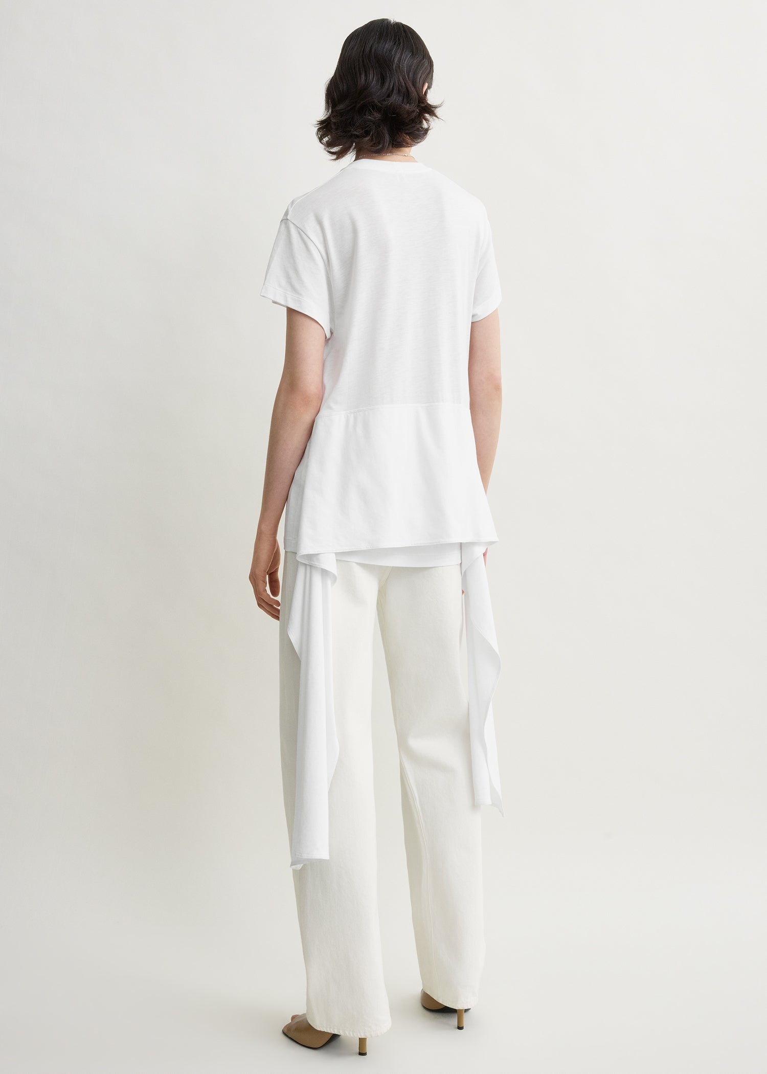 Tie-waist jersey top white