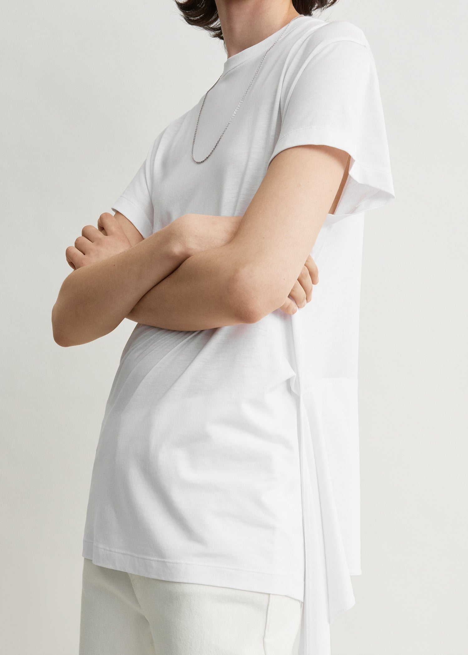 Tie-waist jersey top white
