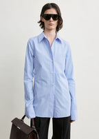 Striped poplin shirt blue/white